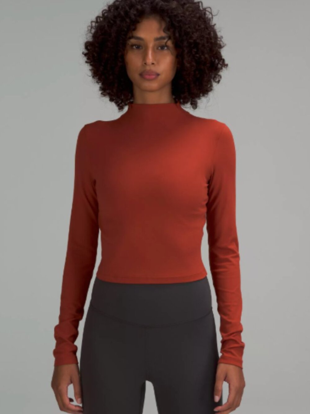 LULULEMON All Aligned Mock Neck Long Sleeve Shirt, Cayenne, size 6